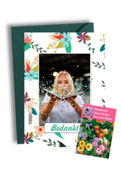 Bedankt Kaart met Bijenbloemen