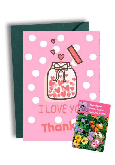I Love you Kaart met Bijenbloemen