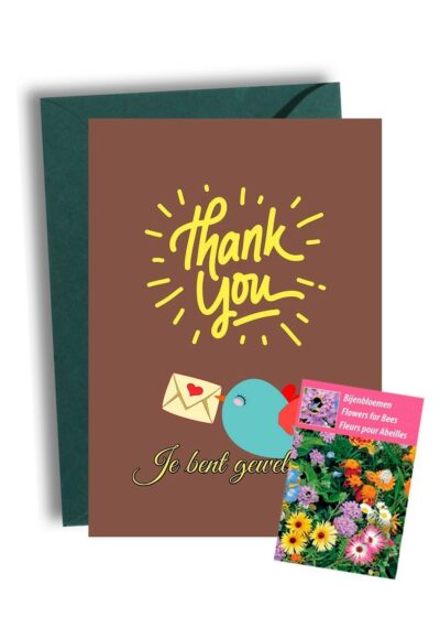 Thank You Kaart met Bijenbloemen