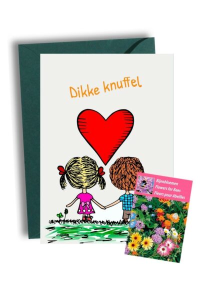 Dikke Knuffel Kaart met Bijenbloemen