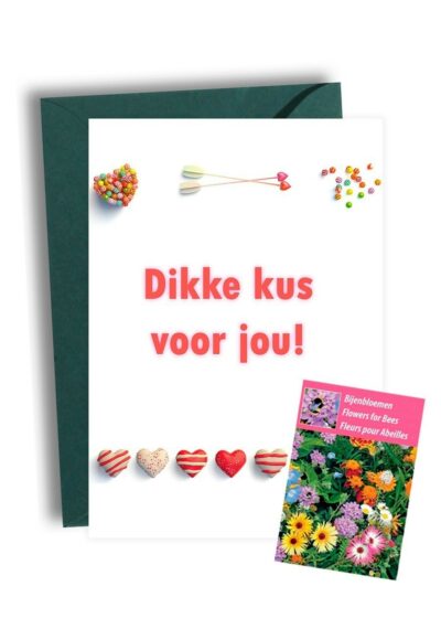 Dikke Kus Voor Jouw Kaart met Bijenbloemen