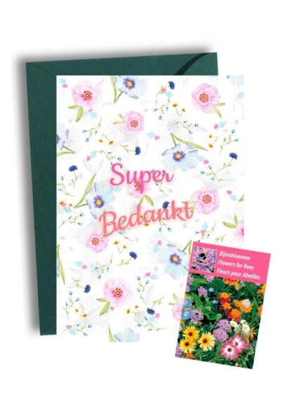 Super Bedankt Kaart met Bijenbloemen
