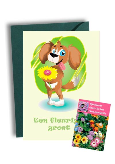 Een Fleurige Groet Kaart met Bijenbloemen