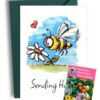 Sending Hugs Kaart met Bijenbloemen