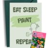 Eat Sleep Paint Repeat Kaart met Bijenbloemen