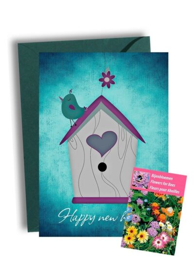 Happy New Home Kaart met Bijenbloemen