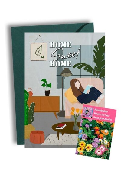 Home Sweet Home Kaart met Bijenbloemen