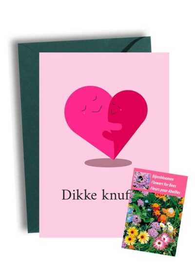 Dikke Knuffel Kaart met Bijenbloemen