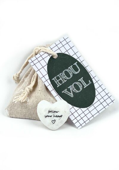 Hou vol Linnen zakje met hartjes steen Follow Your Heart