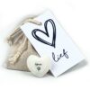 Lief Linnen zakje met hartjes steen Love
