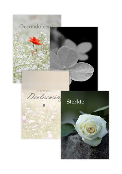 Set van 4 condoleancekaarten plus envelop