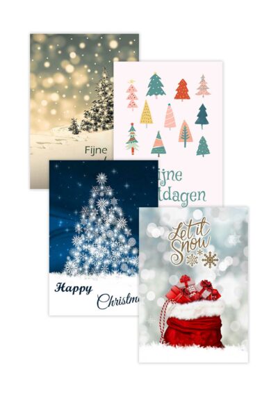Set Van 4 Kerstkaarten Plus Envelop