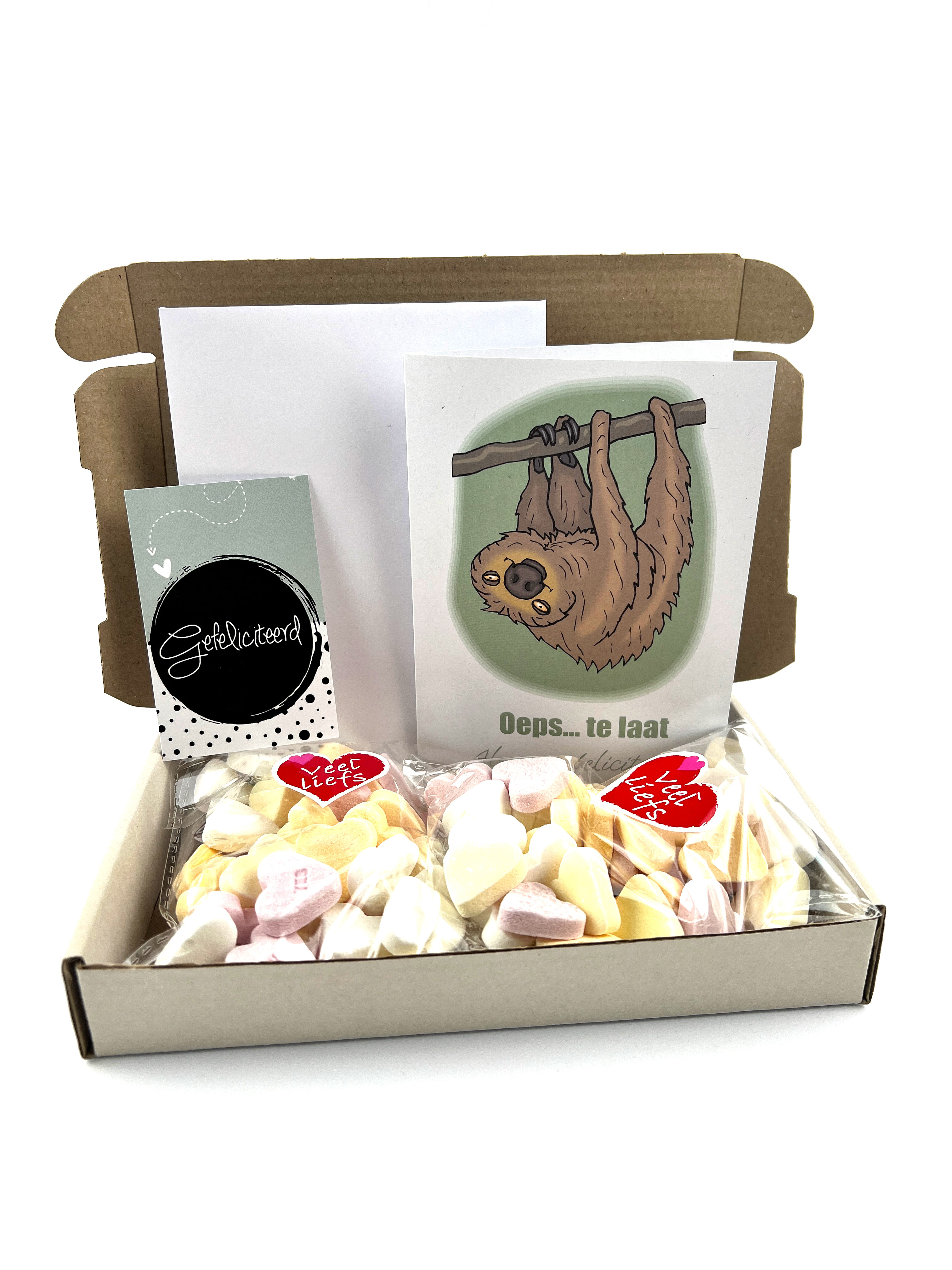 brievenbuscadeau oeps te laat alsnog gefeliciteerd